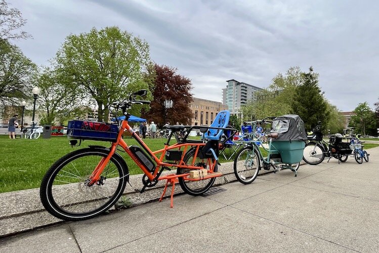 Along with old bikes, new e-bikes showing off cargo and kid-carrying capabilities were at the Bike Show.