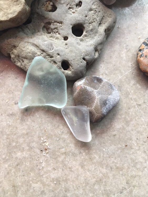 Rock hunting is a favorite pastime of beachgoers headed to Lake Michigan.