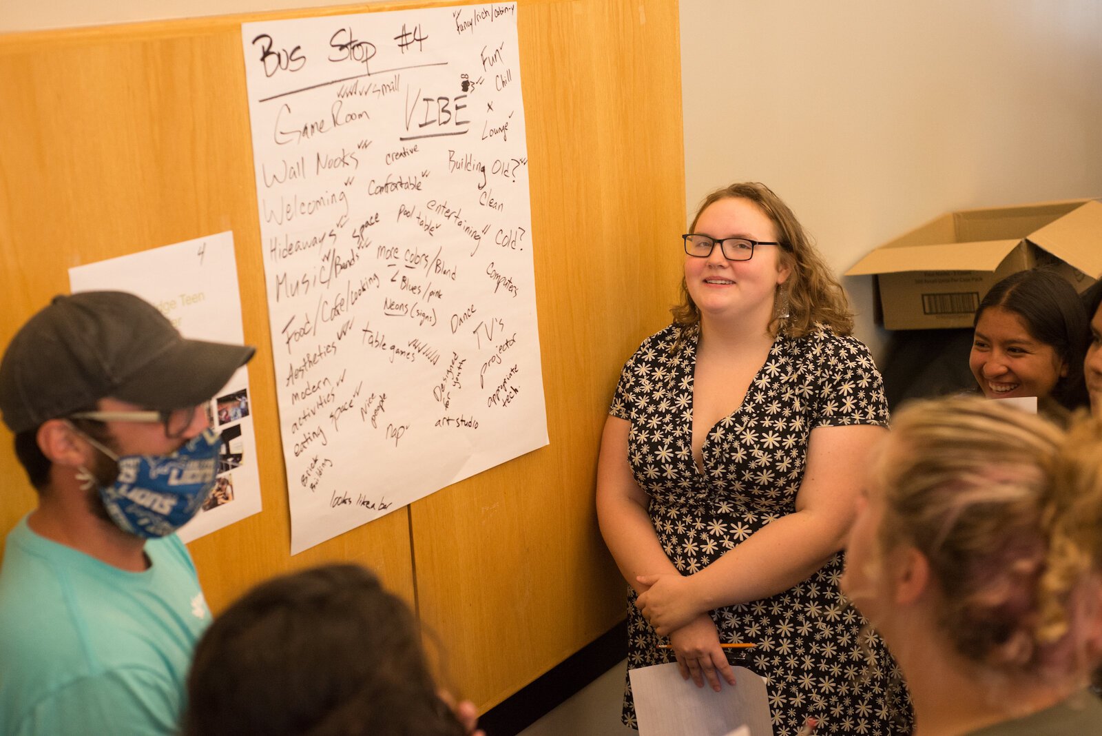 Collecting ideas at a gathering of youth who came together this summer to offer their input on what a youth and teen facility in their community should look like.