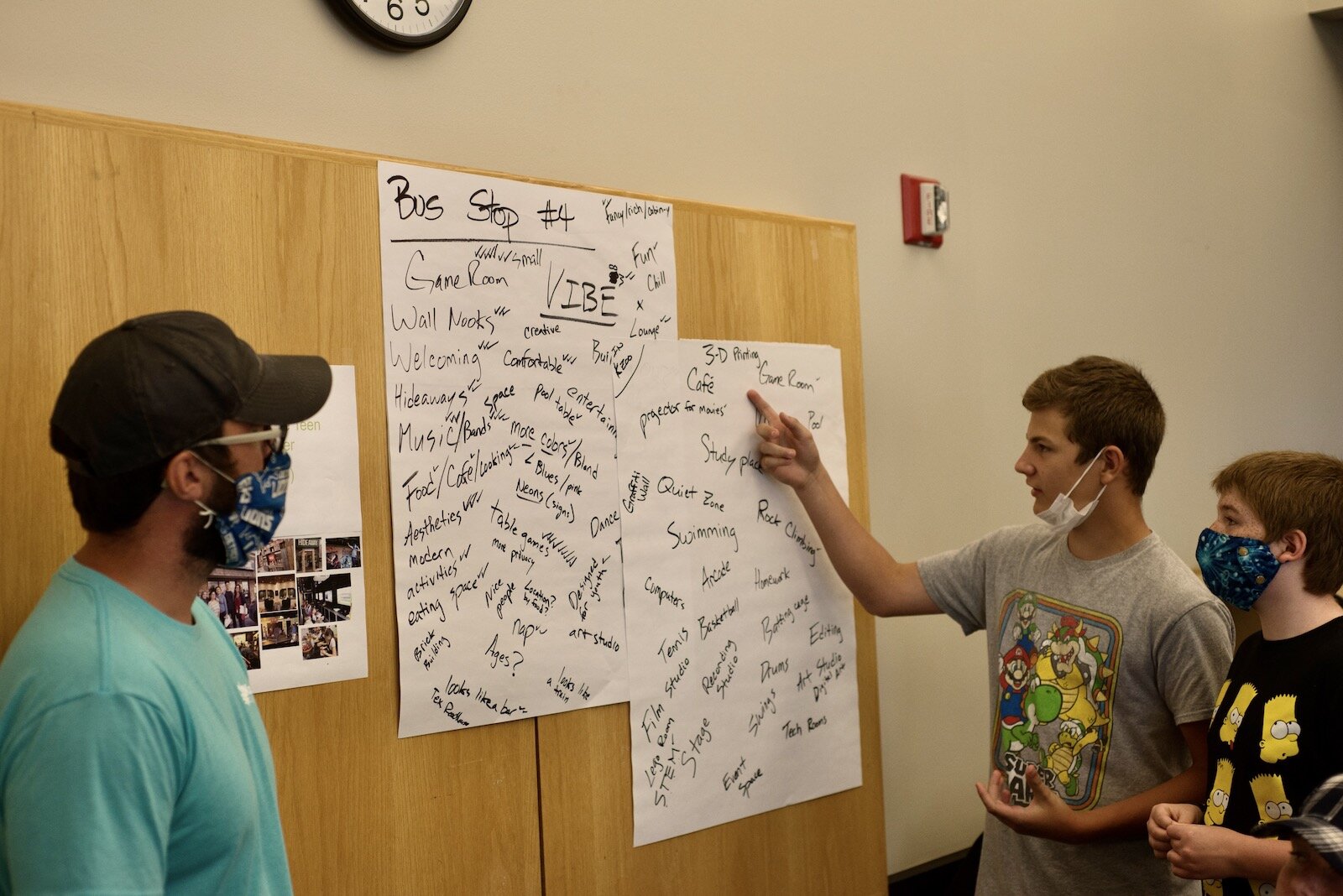  Collecting ideas at a gathering of youth who came together this summer to offer their input on what a youth and teen facility in their community should look like.