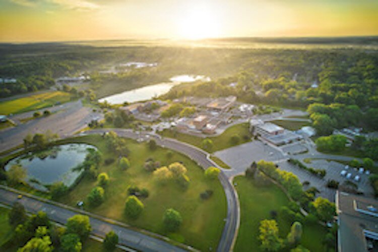 Kellogg Community College on North Avenue at sunrise.