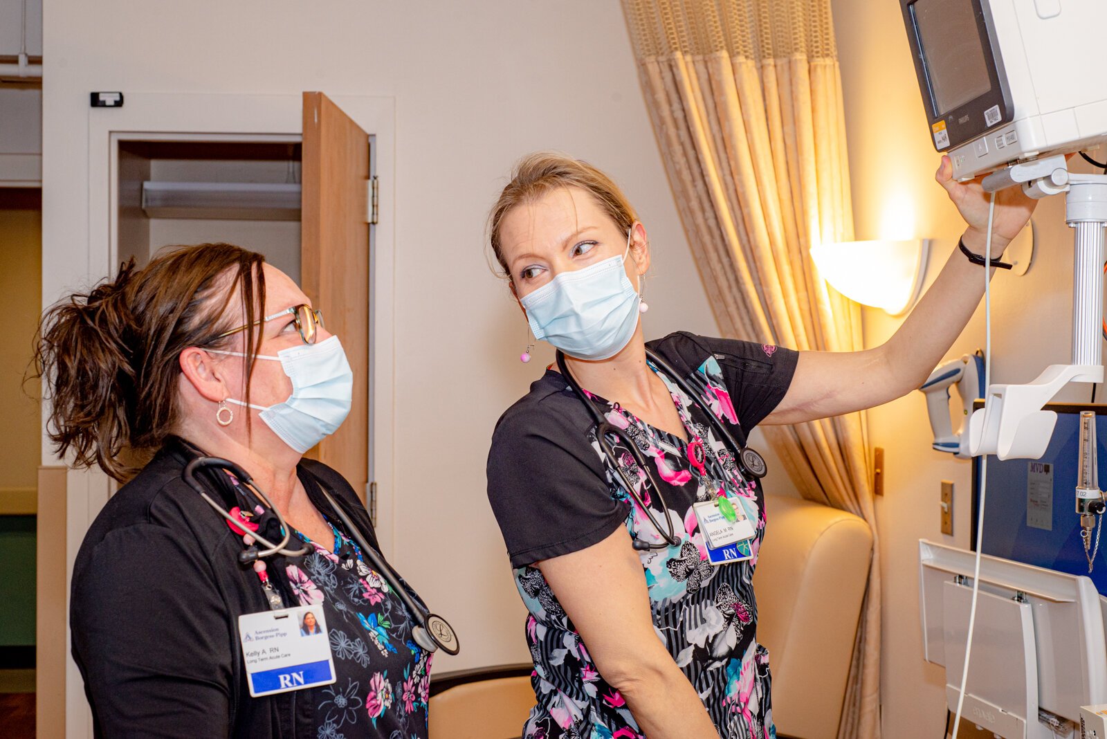 Kelly Asselmeier, left, and Angela McIntyre are registered nurses at Ascension Borgess-Pipp Hospital, a long-term acute, special needs and emergency care facility in Plainwell, Mi “During Covid, we weren’t always able to get to everyone in time..."