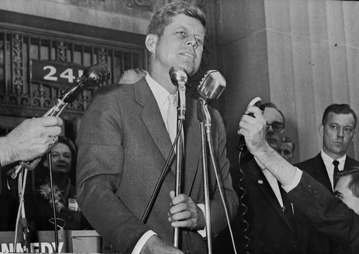 Lance Ferraro, longtime local photographer, took this shot John F. Kennedy on Kalamazoo City Hall's steps in 1960.