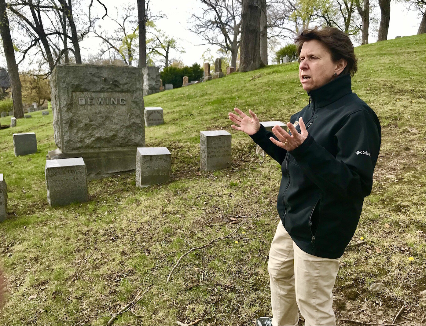 Local historian Lynn Smith Houghton embraces the idea that everyone buried at the 22.6-acre cemetery was a part of the community and should be acknowledged for helping to make Kalamazoo what it is today. Photo by Al Jones