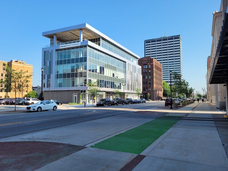South Bend's Main Street after two-way conversion