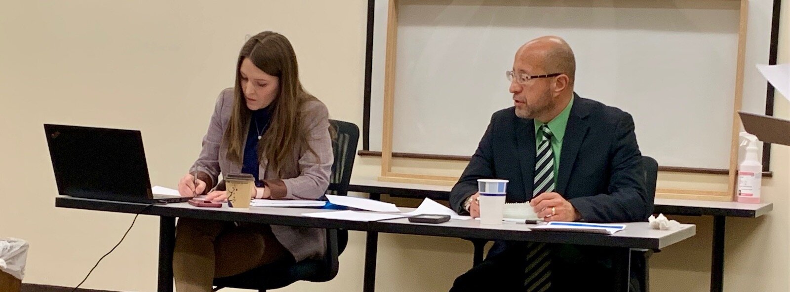 Kalamazoo County Clerk Meredith Place and Chief Probate Judge Curtis Bell were present at Wednesday’s meeting of the Kalamazoo County Election Commission. Attending the meeting remotely was Kalamazoo Treasurer Thomas Whitener.