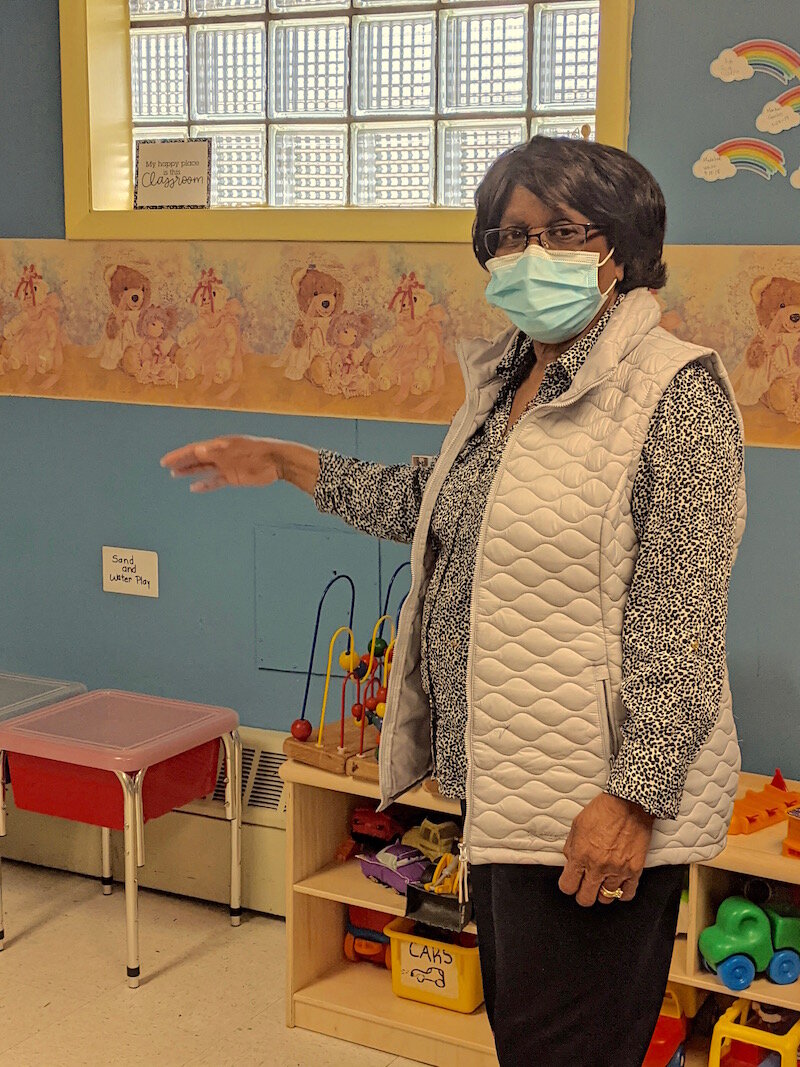  Maude Bristol-Perry, owner of Sugar and Spice Childcare, stands inside one of the center's classrooms and activity areas.