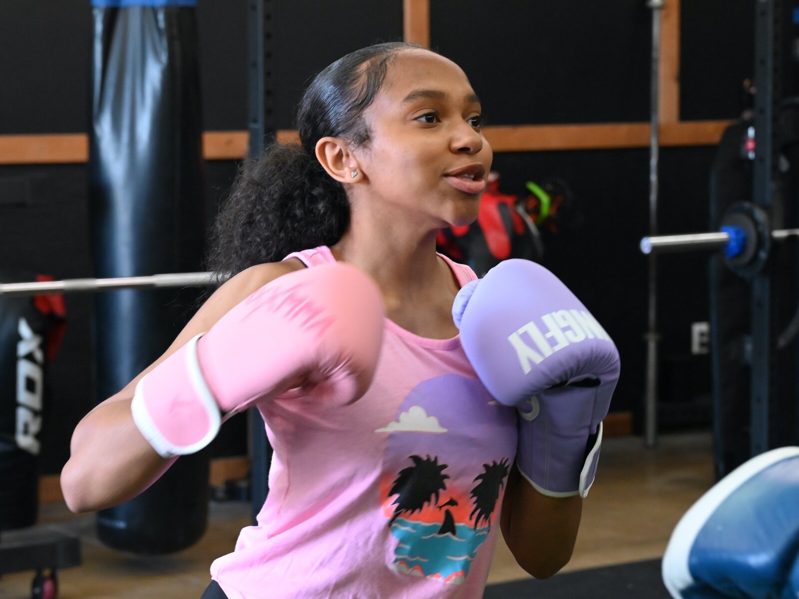 Riyana Palmer boxes during the “Mother & Daughter” Boxing Expo.