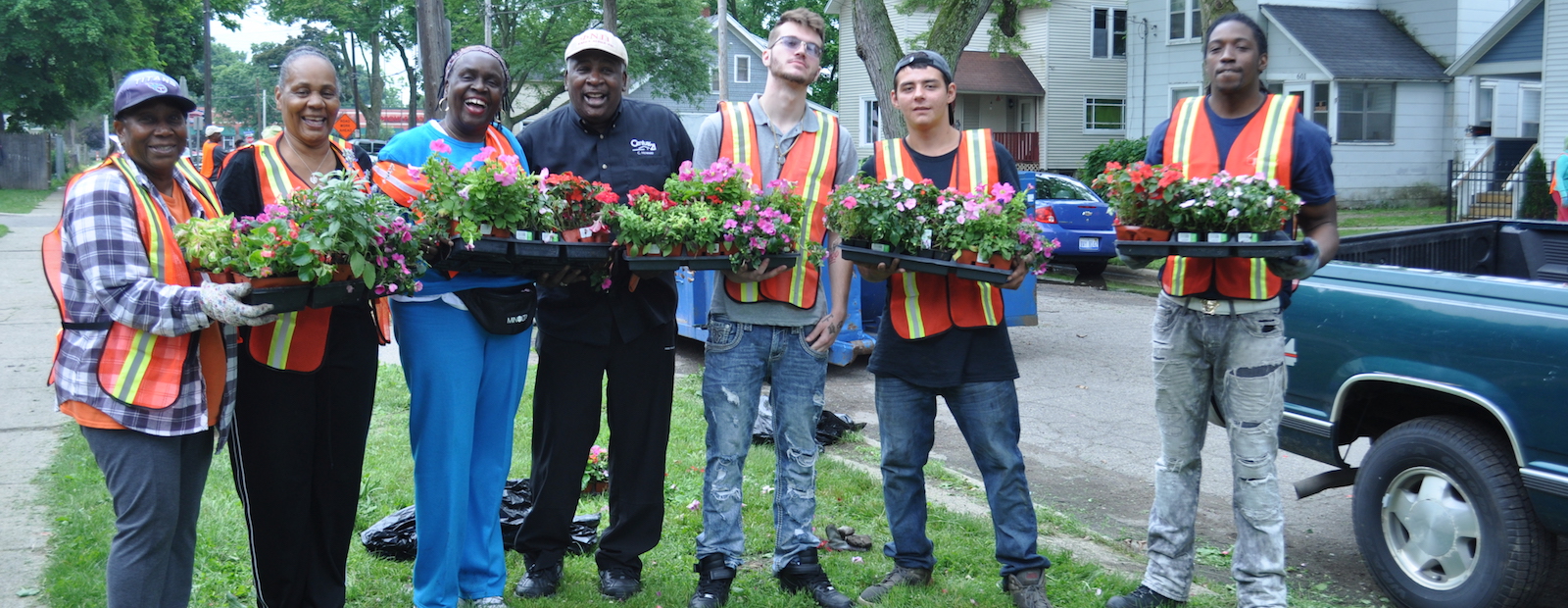 Flowers ready to plant on Ada Street