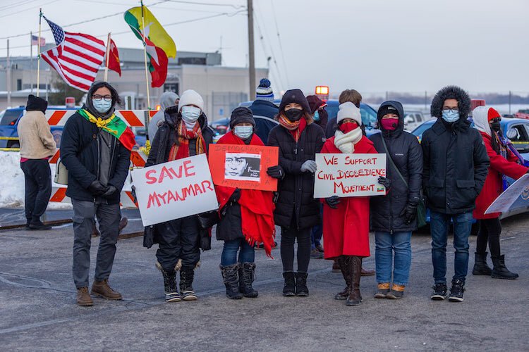 The Burmese community in Battle Creek showed up to ask President Joe Biden to support those fighting the military junta in Myanmar.