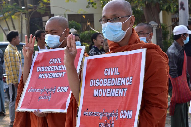 In Myanmar the Civil Disobedience Movement opposes the militray 