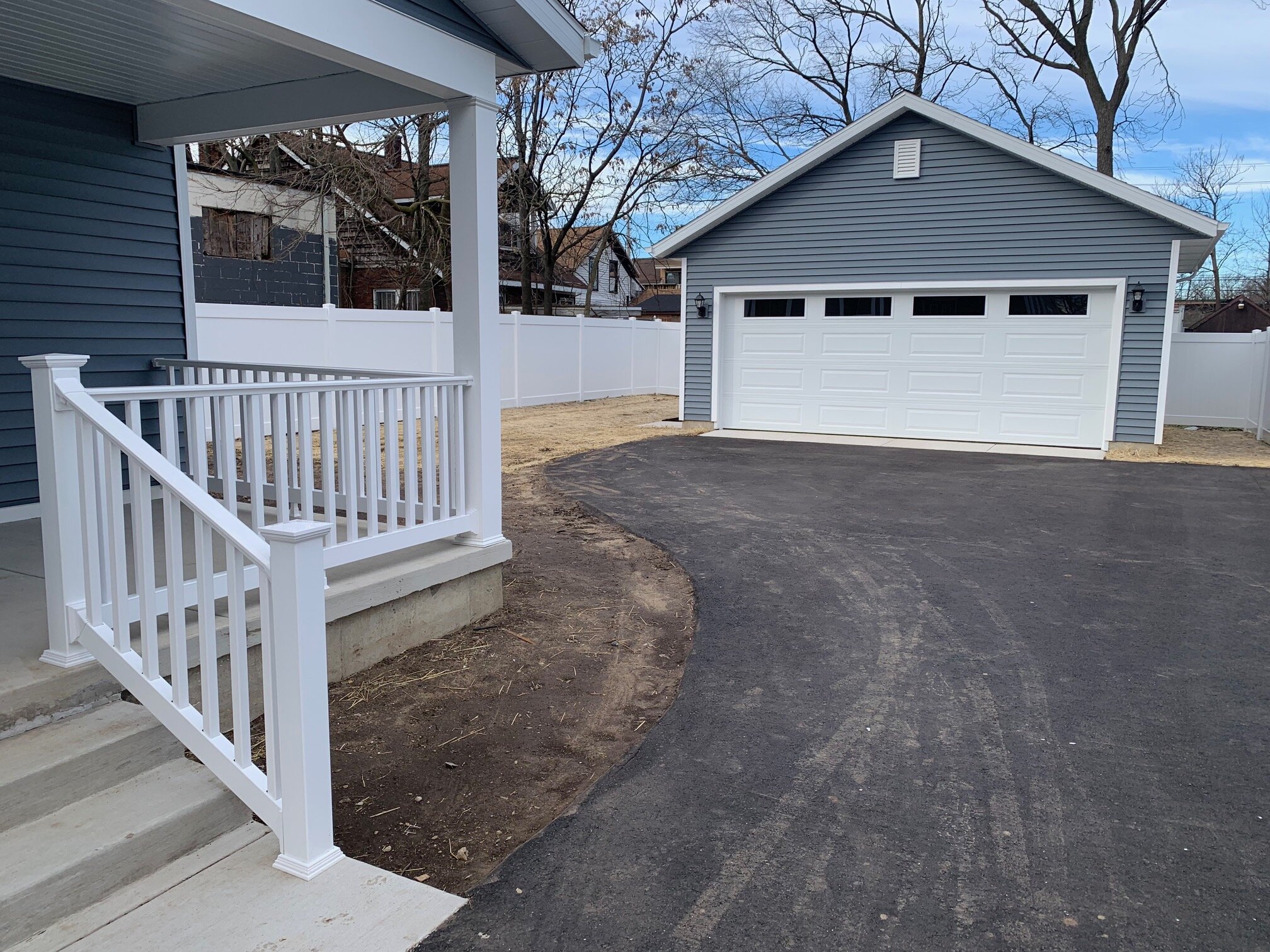 Each of the four new houses in the 400-block of West Ransom Street, has a two-car detached garage.