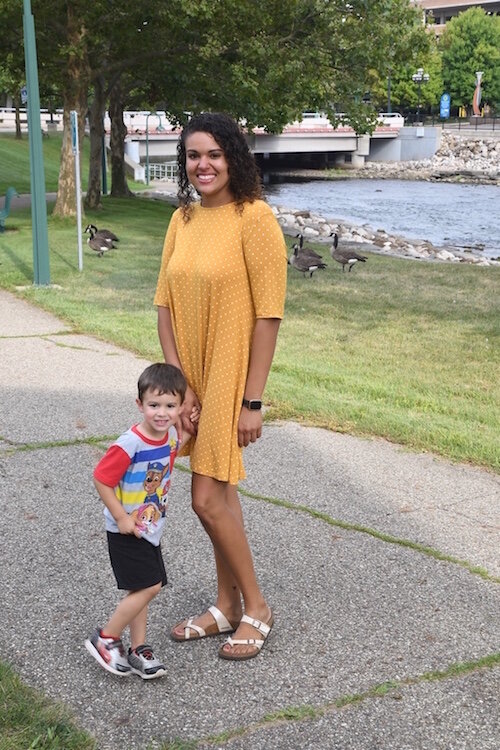 Natash Northcutt and her 3-year-old son Clark.