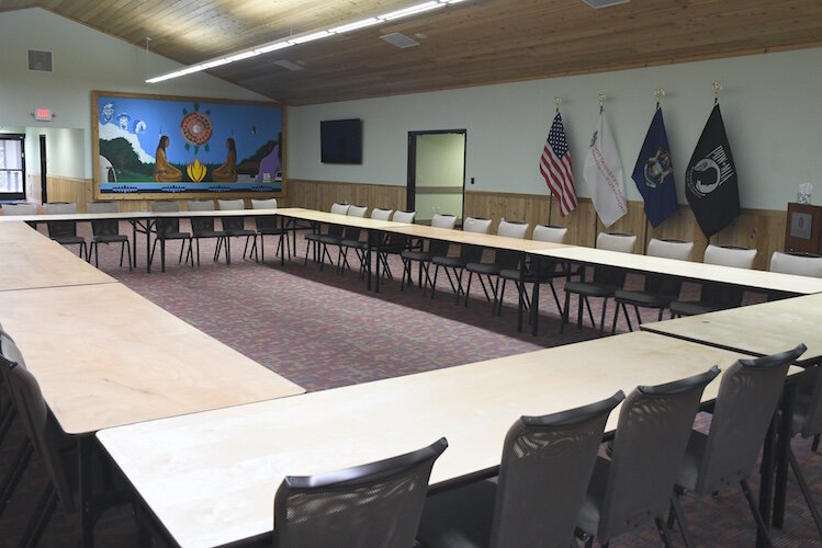 Inside a meeting room in the community center.