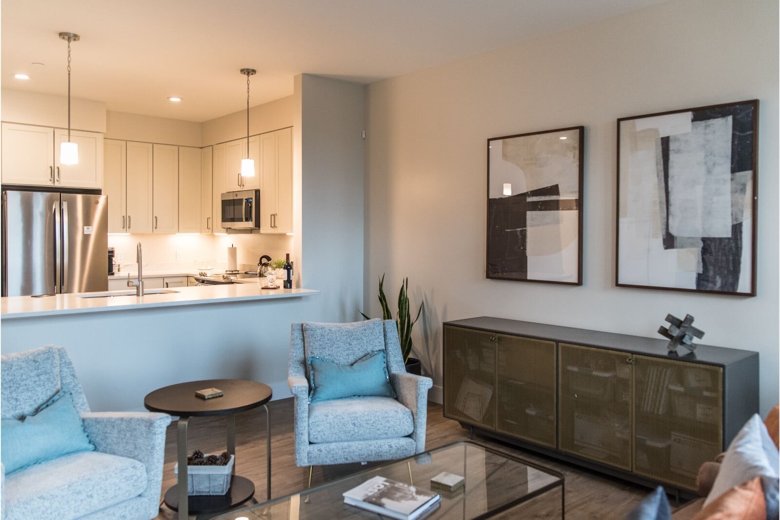 Here is a look inside a model apartment at Revel Creek. The complex has 10 different floor plans for the one- and two-bedroom apartments. They range from 881 square feet to 1,597 square feet.