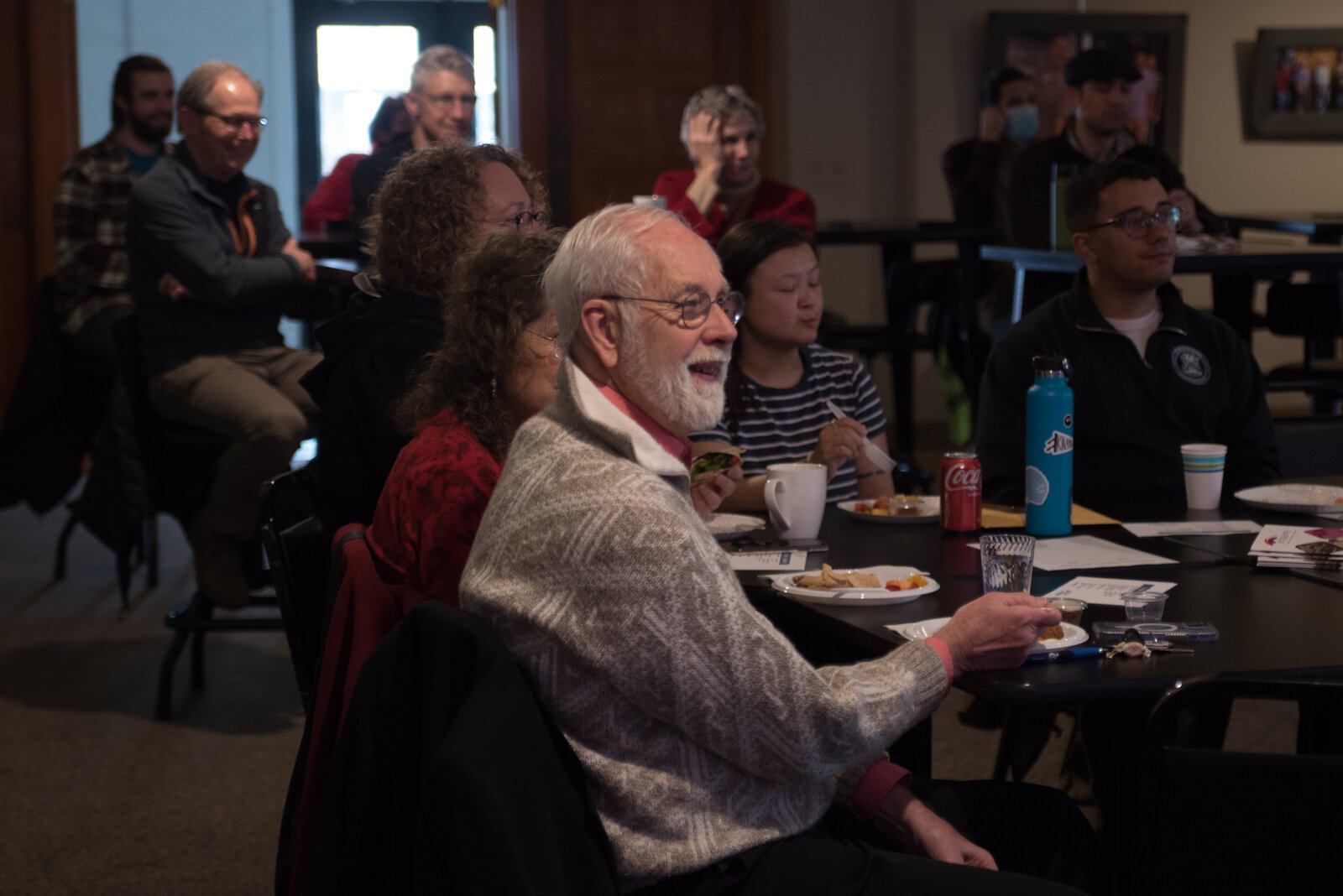 Food and drinks are available at the Kalamazoo Lyceum where the audience is nourished by thoughtful conversation.