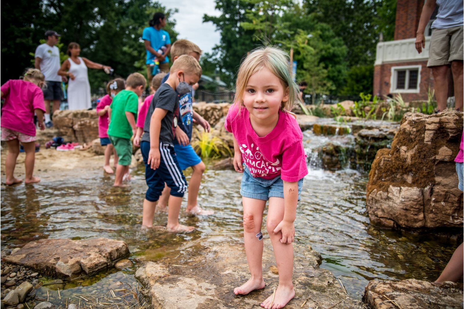 Checking out the water feature.