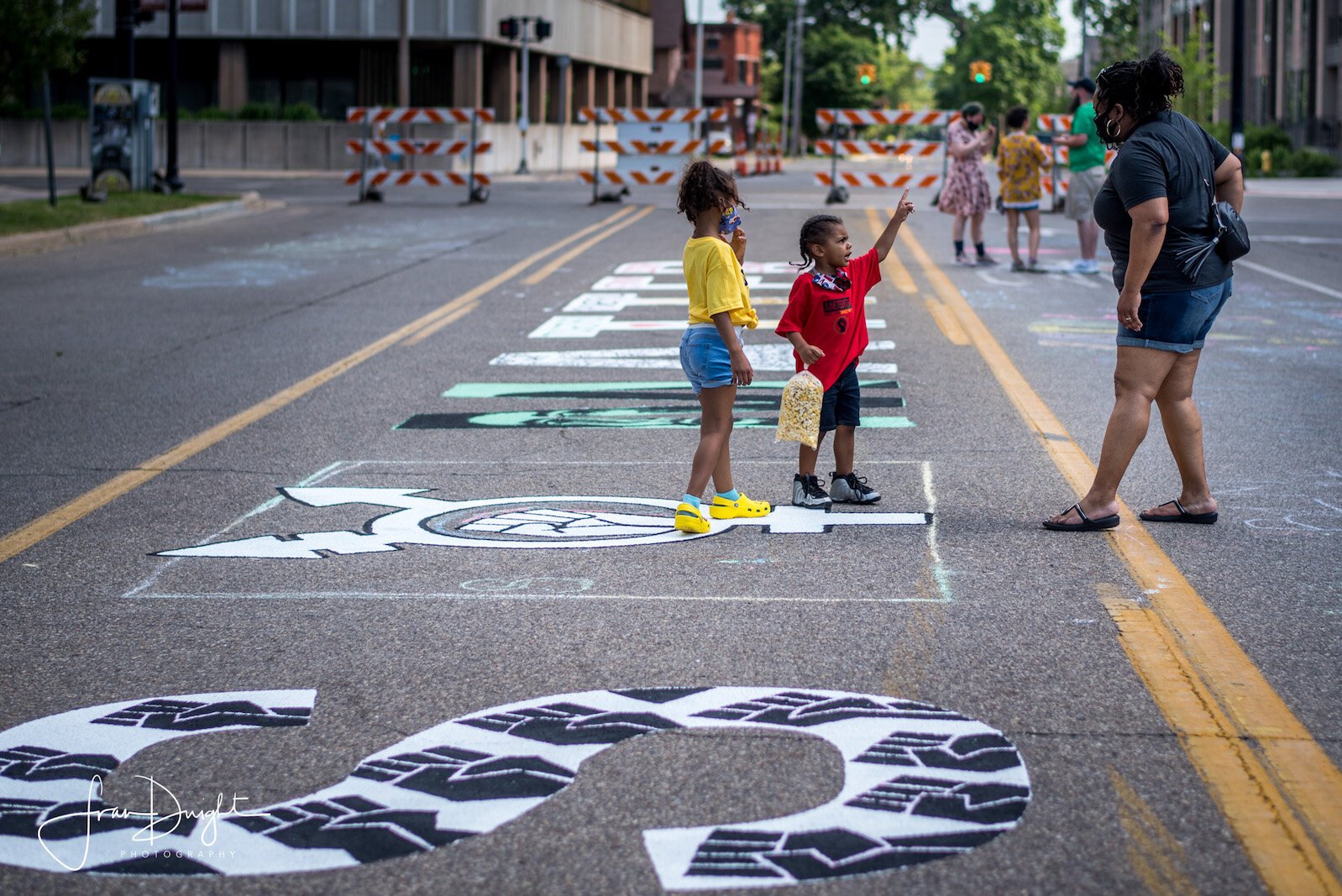 Deveta Gardner talks to her great-nephew Dorian, 4, and her great-niece Zamaree, 6, about love, peace and their lives.