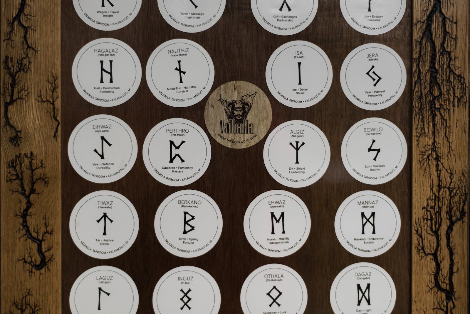 If you purchase a smoked mead (of your flavor choice), you get a Rune, a mysterious letter with a special meaning.