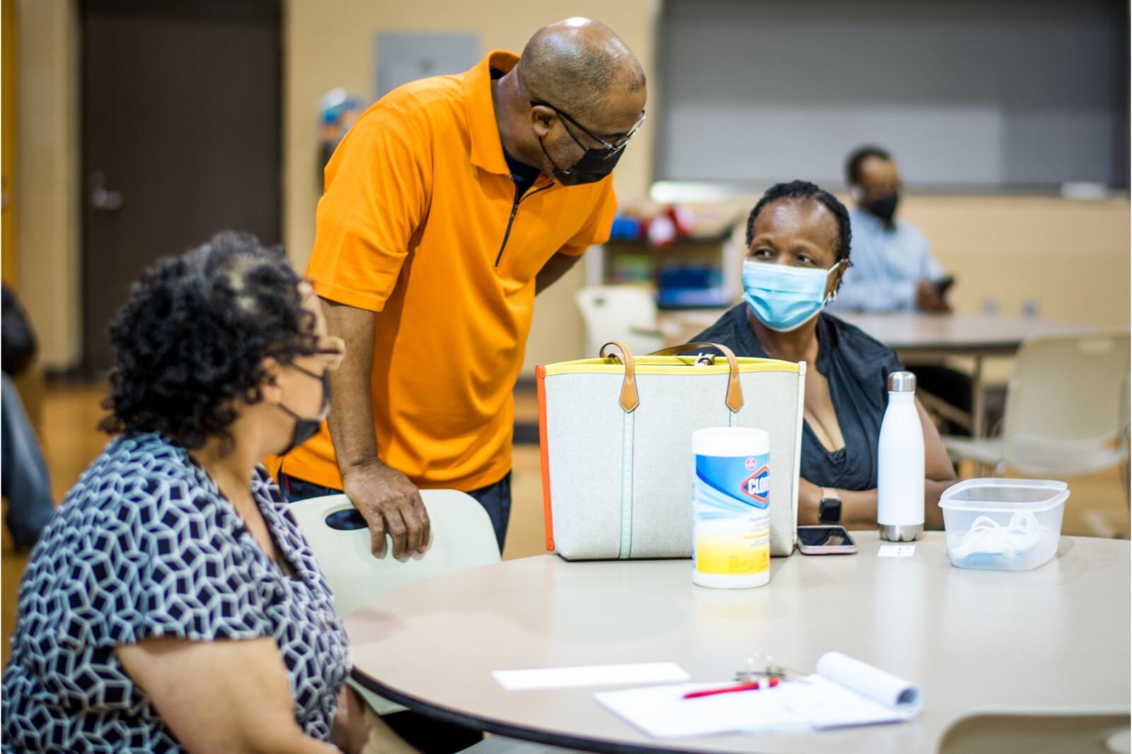 Rev. Addis Moore speaks with Northside residents who visited Mt. Zion Baptist Church on July 21, 2022 to provide input on plans for an affordable senior housing complex.
