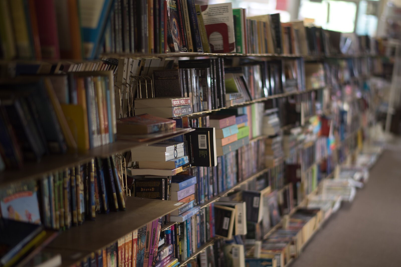  A portion of the books offered for sale at Michigan News.