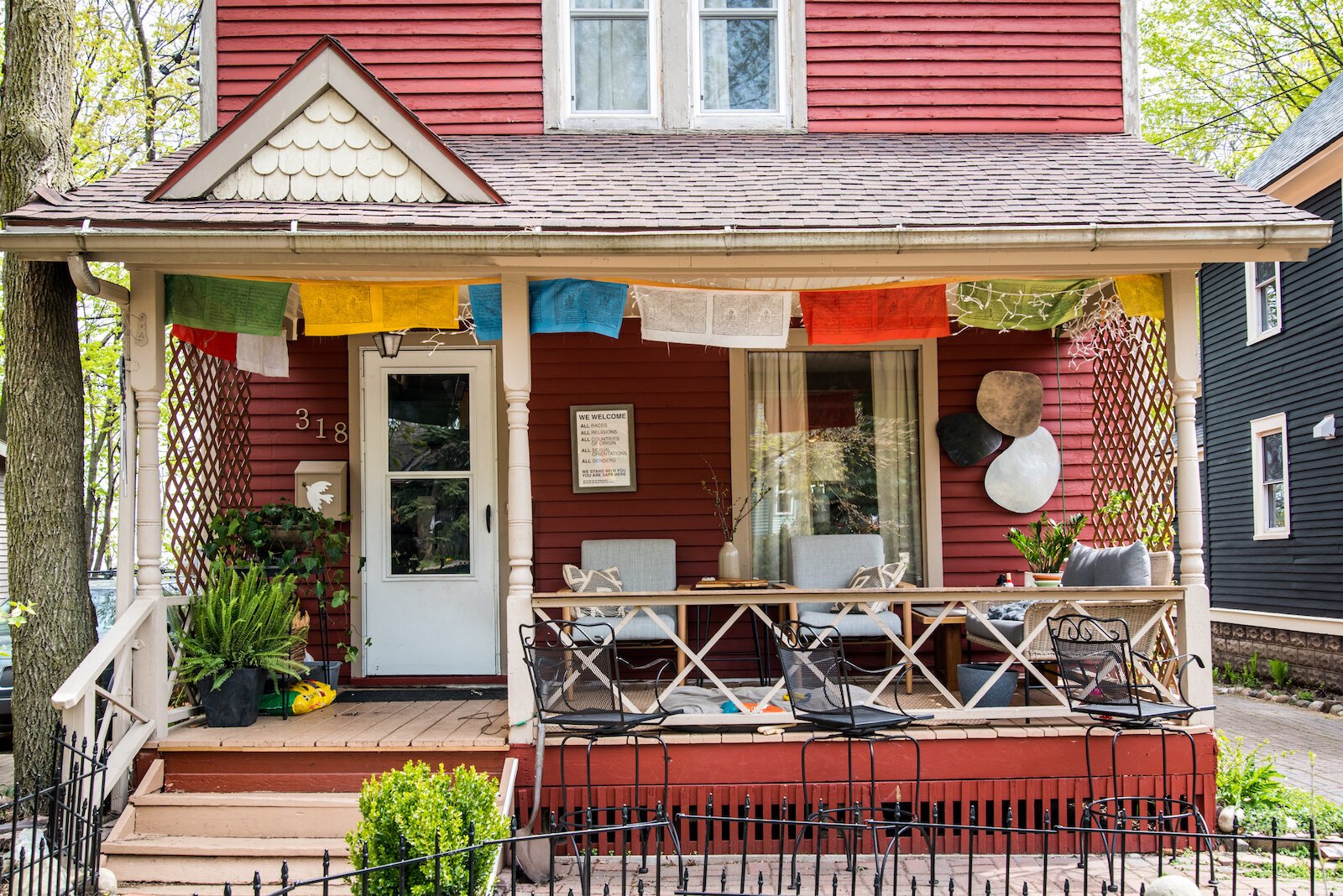 Interesting architecture and prayer flags let you know you are in the neighborhood.