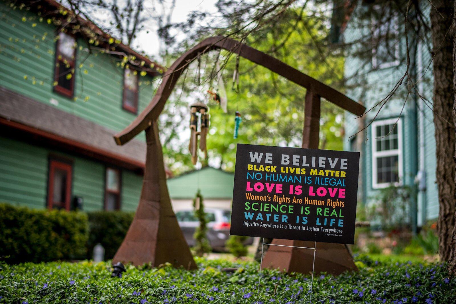 Signs reinforce the idea that respect for others is an important part of the neighborhood.