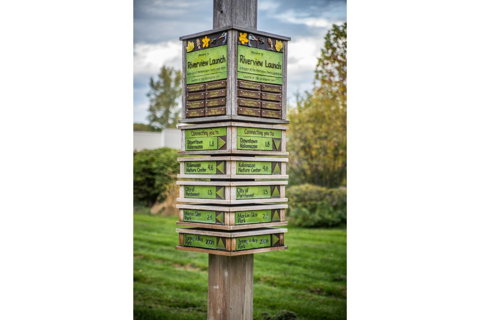 An outdoor sign on the Kalamazoo County Land Bank property.