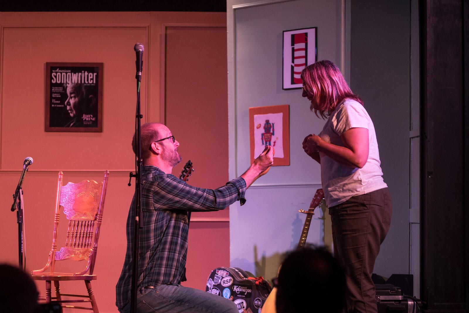 Who knows what will happen at Whatzit Hour? In August, musician Rod Cone proposed to Casey Claussen on stage.