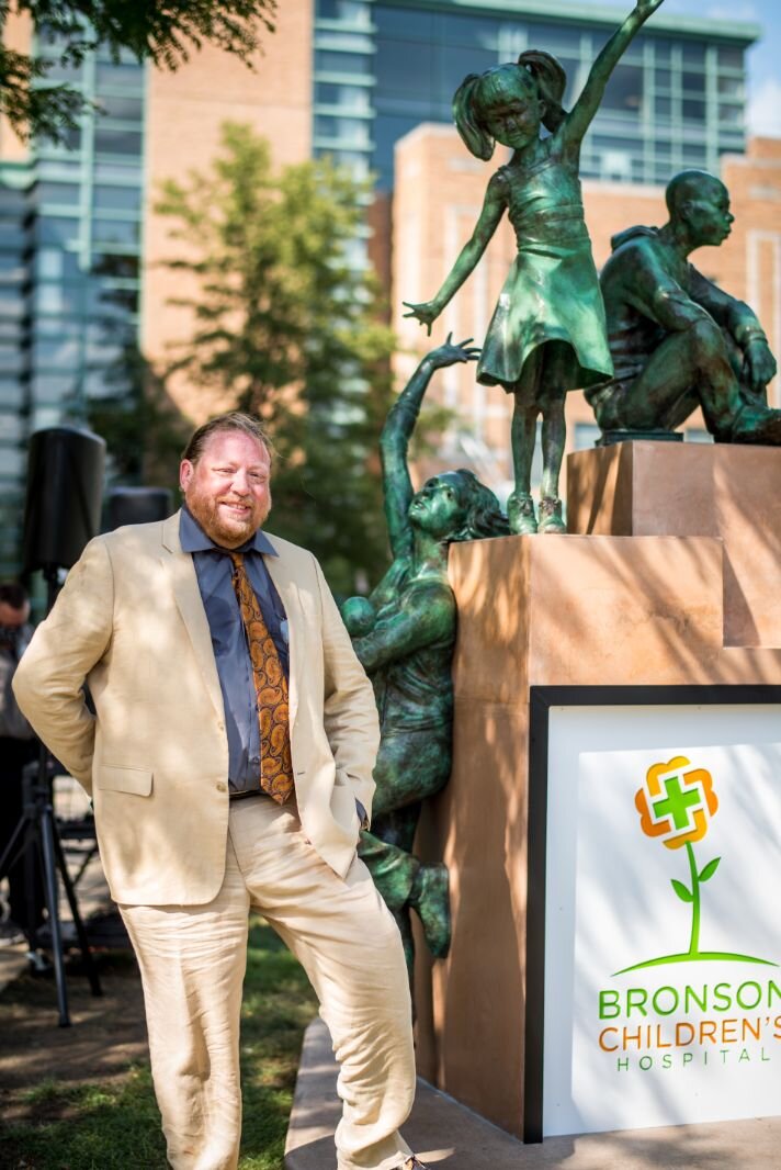 Kalamazoo sculptor Joshua Diedrich combined old and new art techniques to create the sculpture outside Bronson Methodist Children’s Hospital.