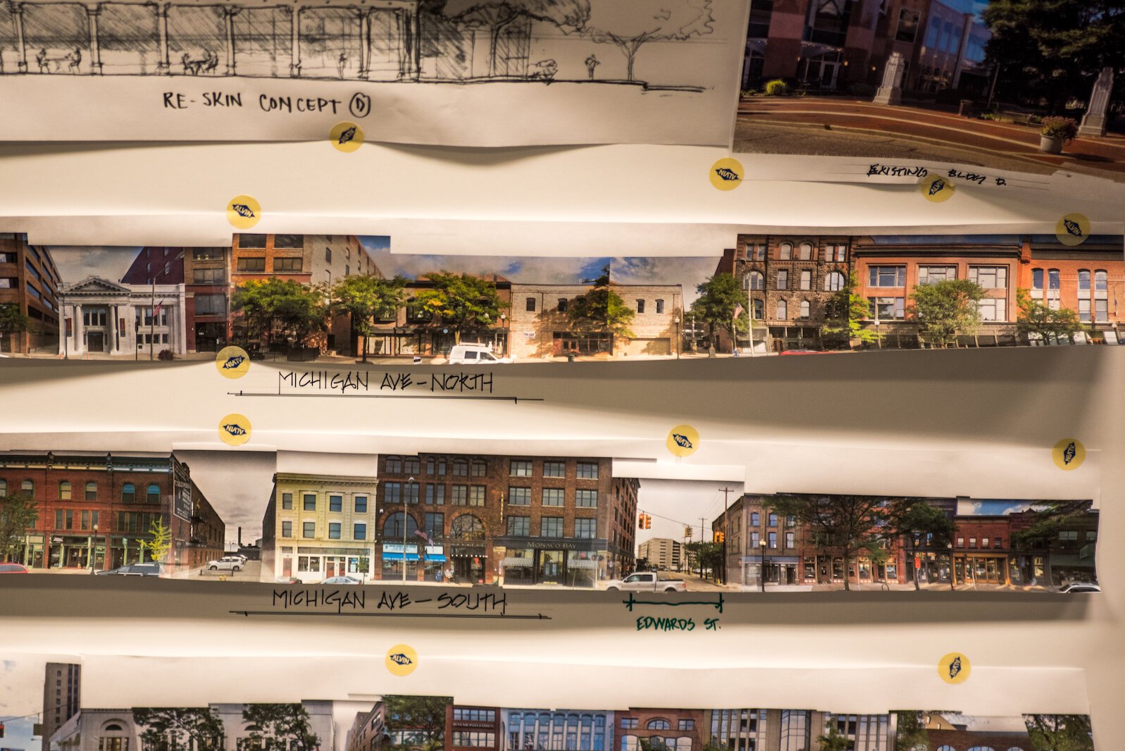 Maps and pictures of downtown developments line the walls of the room where Core 60 students gather to learn what they need for their Michigan Builders License.