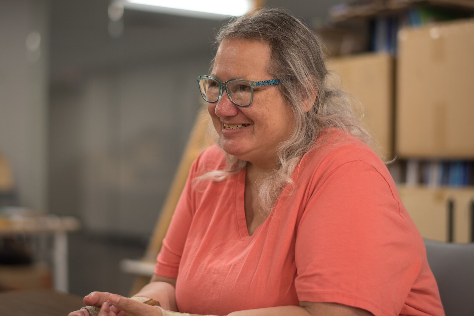 Joan Ruiz enjoys time to create and meet people at MRC artWorks.