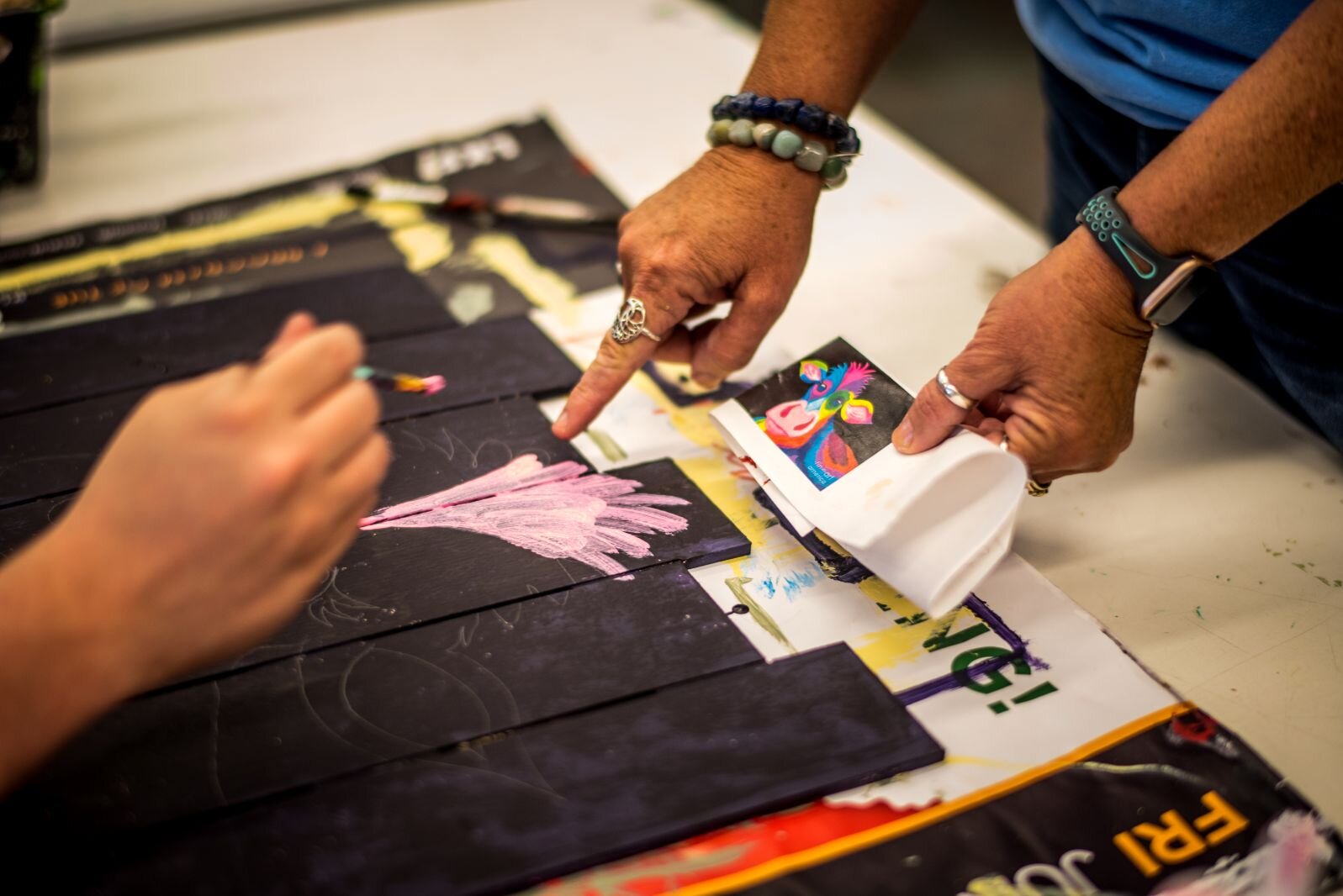 People with disabilities learn various artistic techniques at MRC artWorks.