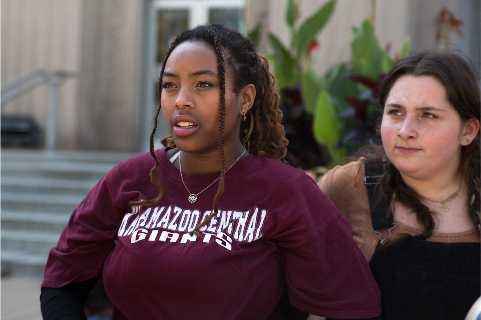 Amo Kostrzewa and Olivia Cheinker, Kalamazoo Central seniors with Ardea Youth Climate Coalition.
