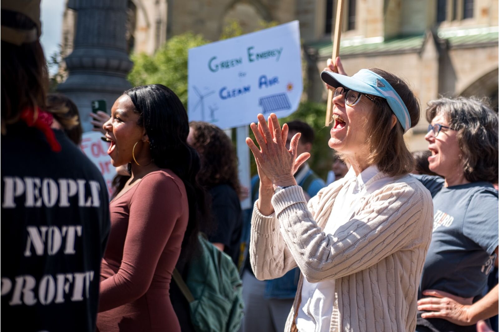 Many parents and other adults came out to support the Youth Climate Strike.