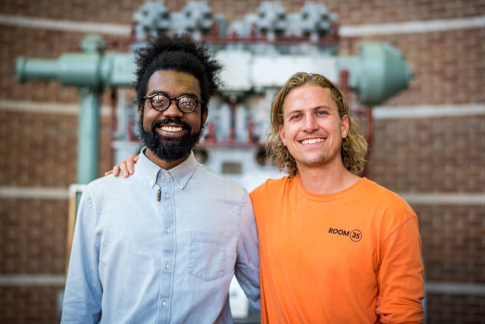 Joshua Gray, left, and Donovan McVey are partners in Room 35, a small business consulting firm in Kalamazoo. The two, both age 27, are entrepreneurs who learned the ins and outs of business and became friends while at Western Michigan University.