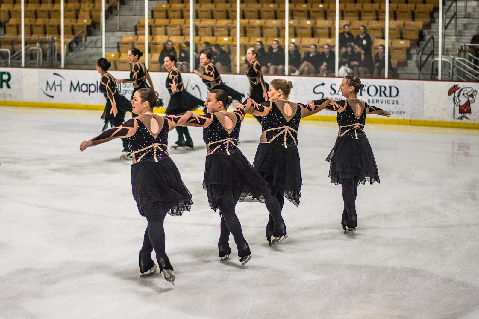 Synchro-skating is being considered as an Olympic Sport.