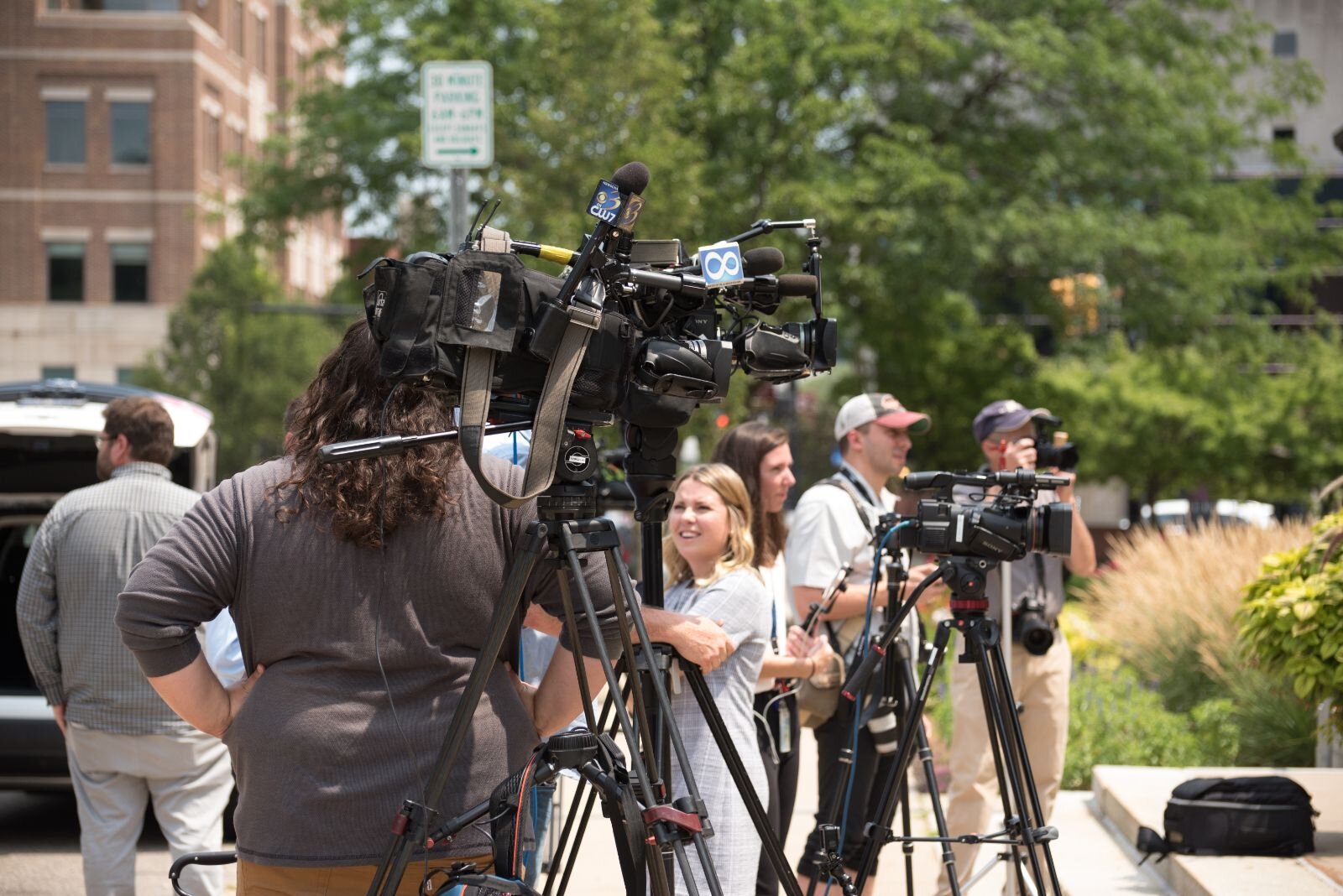 Television crews and other media were well represented at a press conference to announce a $400 million donation to the Foundation for Excellence.