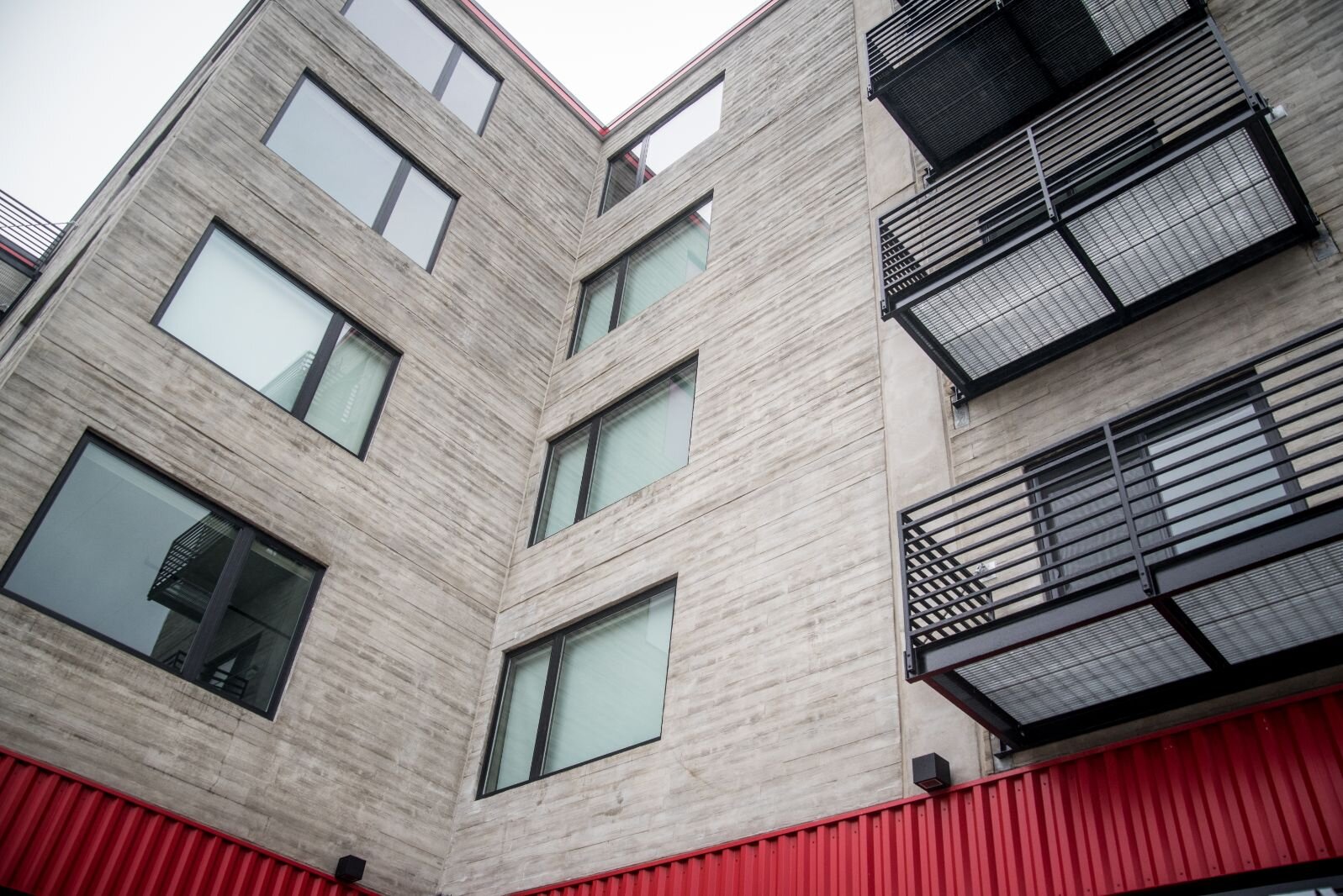 Many apartments at Harrison Circle have balconies.