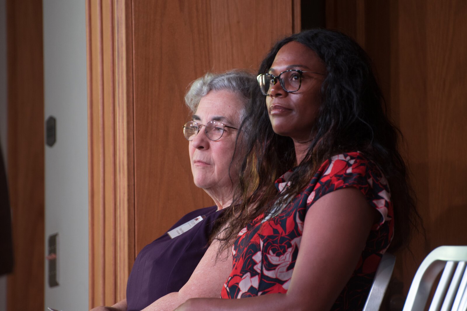 Sharon Ferraro, former Historic Preservation Coordinator of the City of Kalamazoo, and Qianna Decker, Kalamazoo City Commissioner, spoke about the unique history of the First Baptist Church.