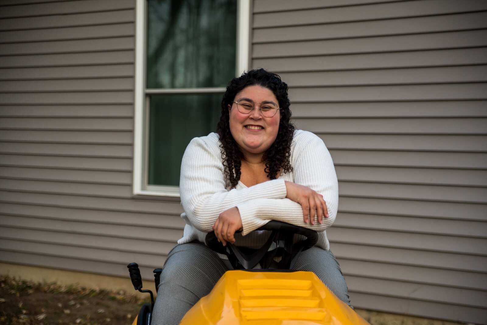Blaise Boulding is excited to have a big backyard to mow. She has plans for the yard: "I want to have a garden, and I want to have chickens." 