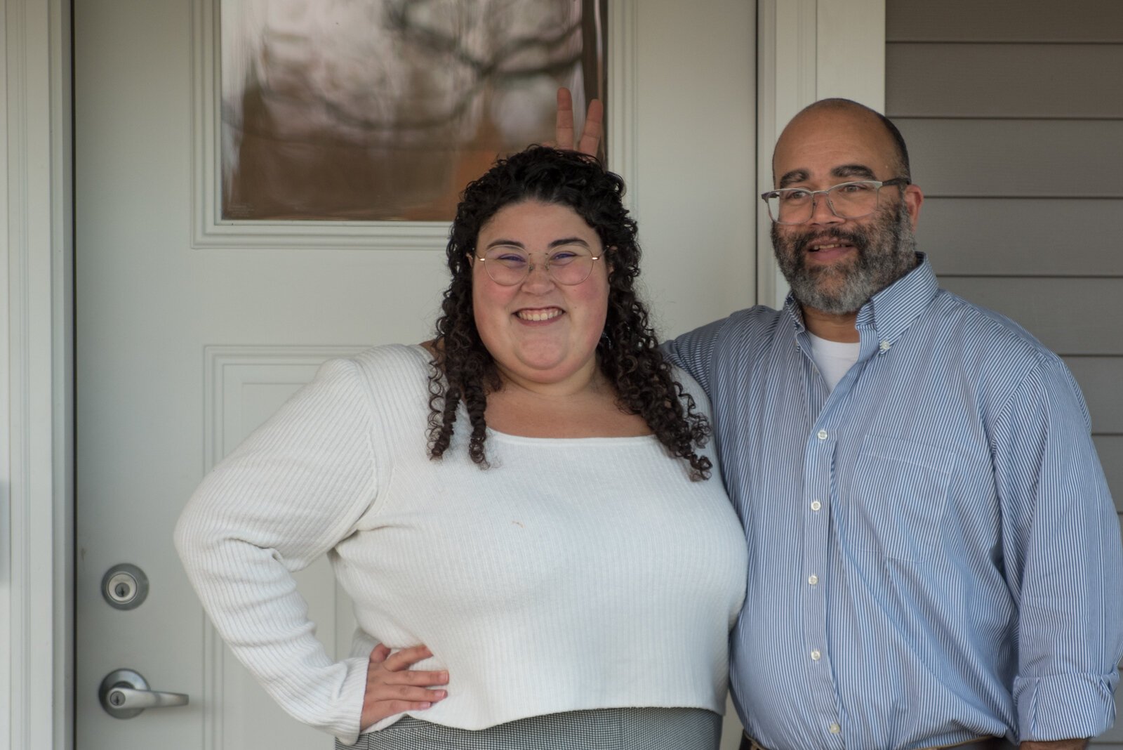 Wiley Boulding, visiting his daughter, reminds her that she's still only 20 minutes away from Mom and Dad. Boulding's parents were thinking of moving out of Kalamazoo, but stayed so Blaise could get a Promise scholarship.