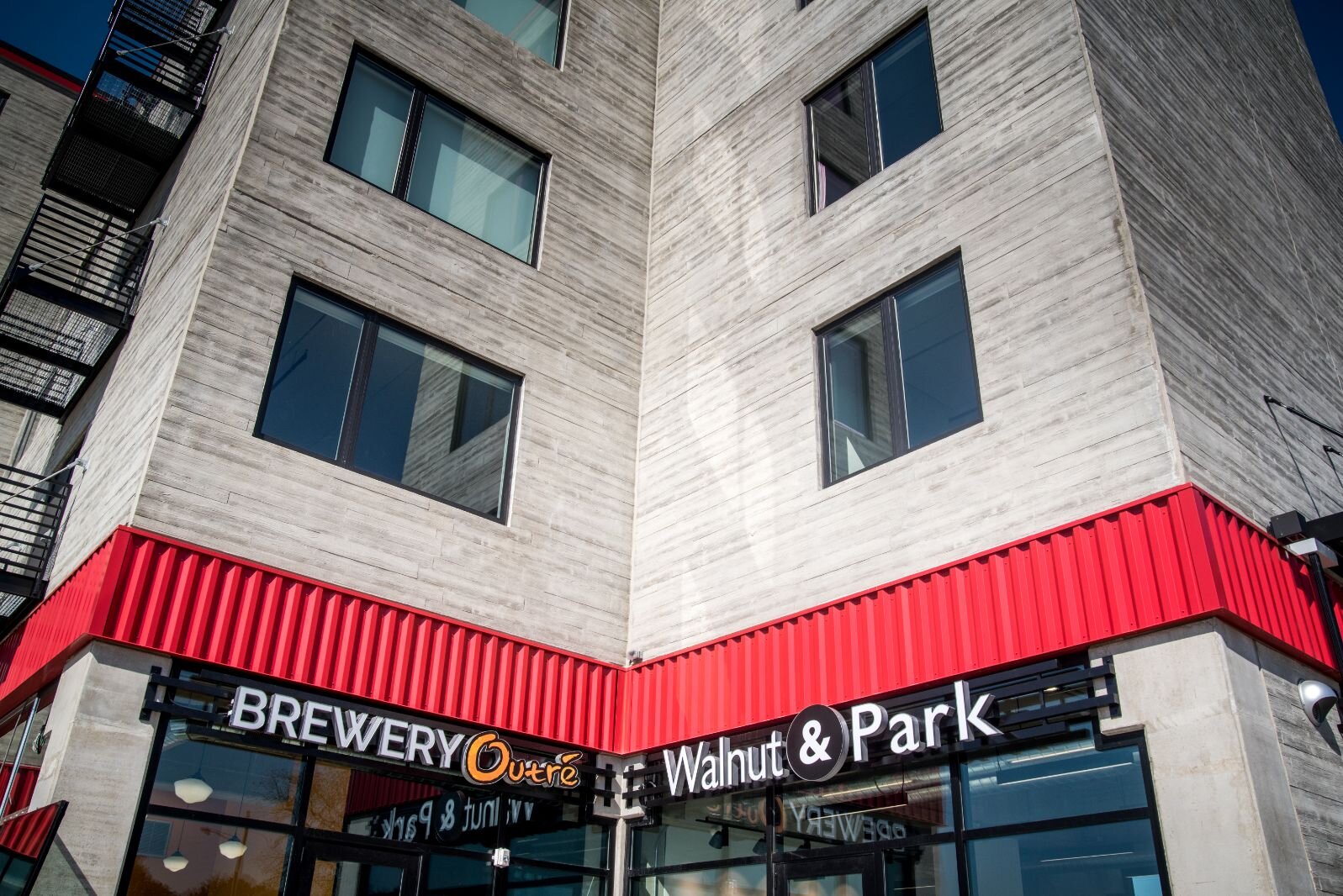 The Brewery Outre and Walnut & Park coffee shop are on the ground-floor of Harrison Circle Apartments.