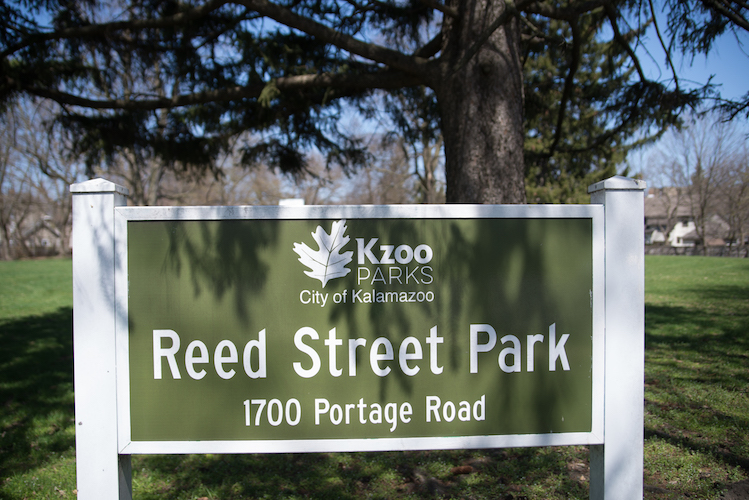 A welcoming sign at Reed Street Park. Photo by Fran Dwight