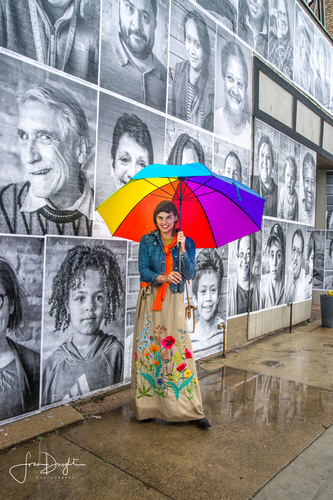 When the Inside Out We Are Edison project was unveiled the weather did not cooperate. But the umbrellas provided a colorful contrast. 