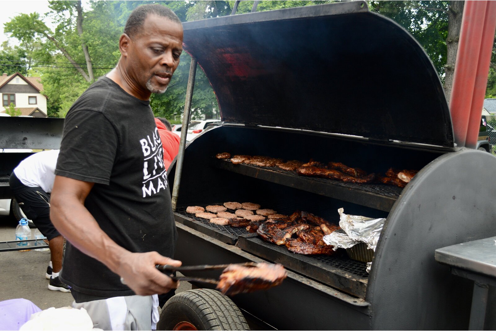 One Man and a Grill serves up as much meat as needed for the Gun Violence Resource and Resilience Rally.