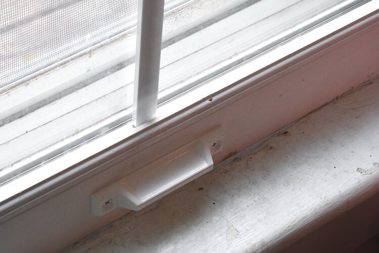 A close-up look at a new window in the Potier’s home which was replaced.