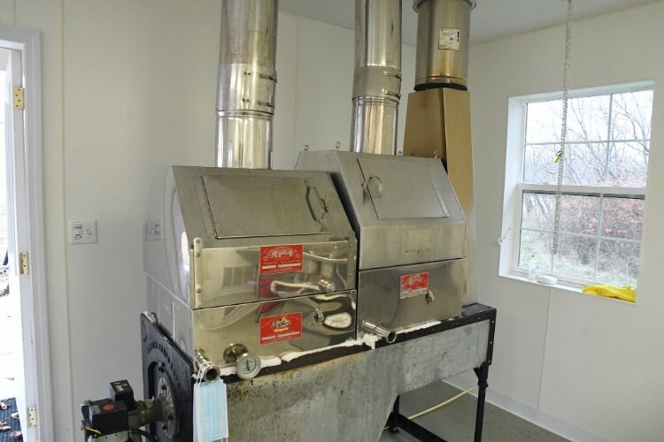 A gas-powered evaporator used to condense maple sap into syrup at the Pine Creek Indian Reservation.