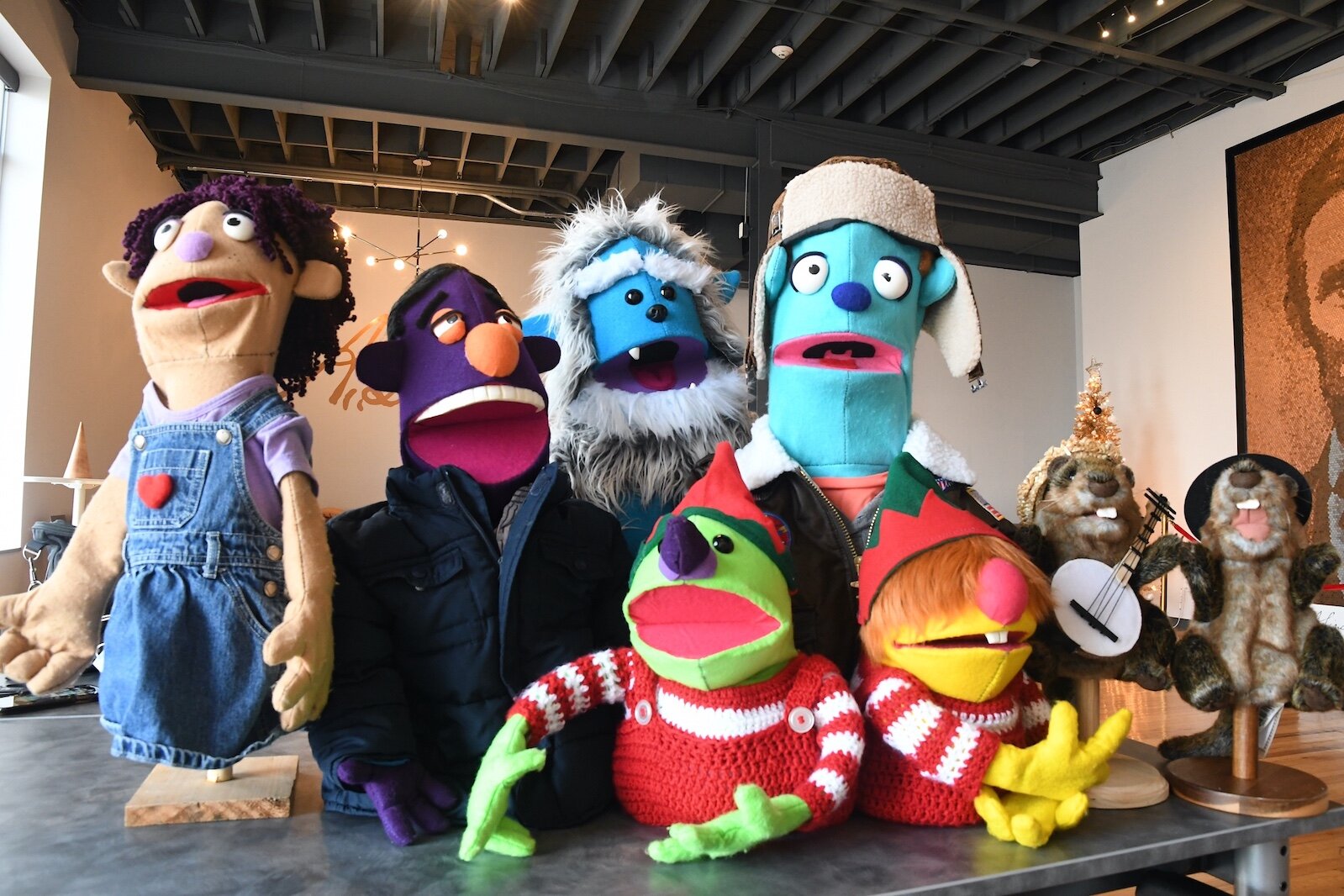 An assortment of some of Clovis Bordeaux’s puppets.