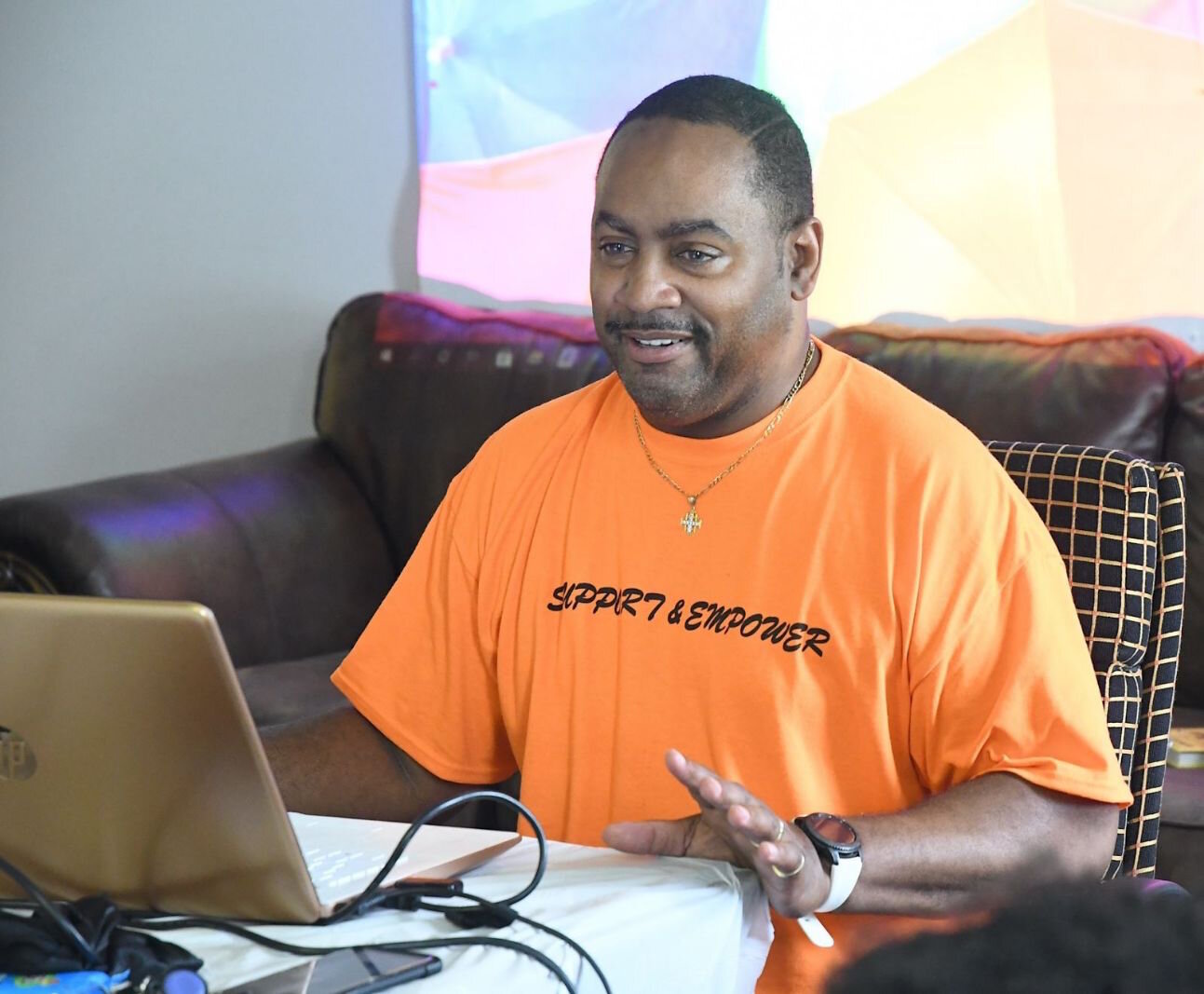 Rev. Dr. William H. Bell, Jr. talks to a group of students during a RISE summer program session.